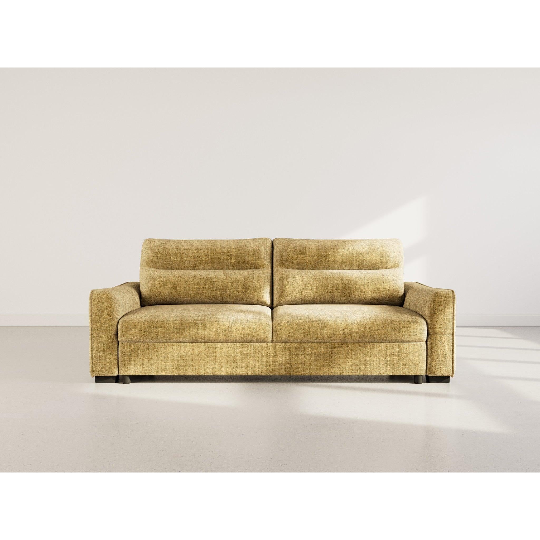 Anatole - Canapé Droit Convertible Avec Coffre - 3 Places - Velours Texturé - Jaune