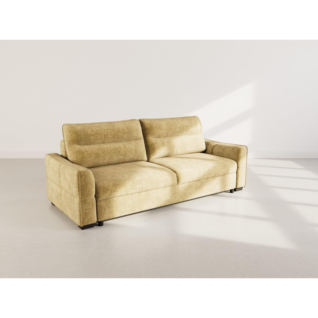 Anatole - Canapé Droit Convertible Avec Coffre - 3 Places - Velours Texturé - Jaune