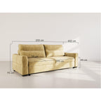 Anatole - Canapé Droit Convertible Avec Coffre - 3 Places - Velours Texturé - Jaune