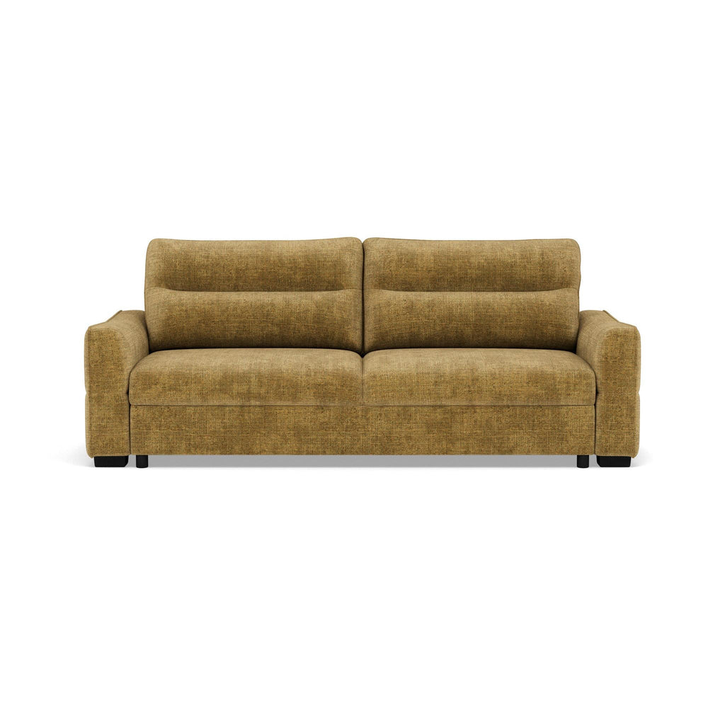 Anatole - Canapé Droit Convertible Avec Coffre - 3 Places - Velours Texturé - Jaune