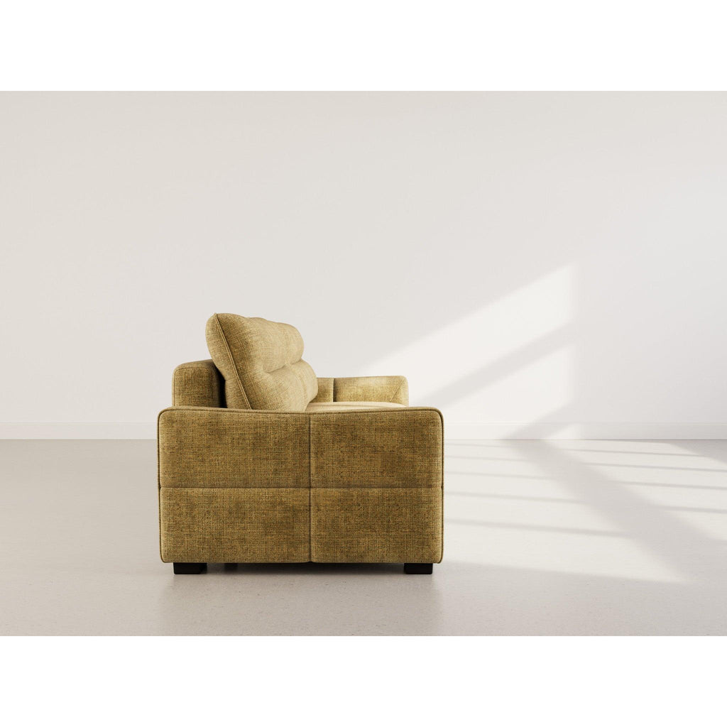 Anatole - Canapé Droit Convertible Avec Coffre - 3 Places - Velours Texturé - Jaune