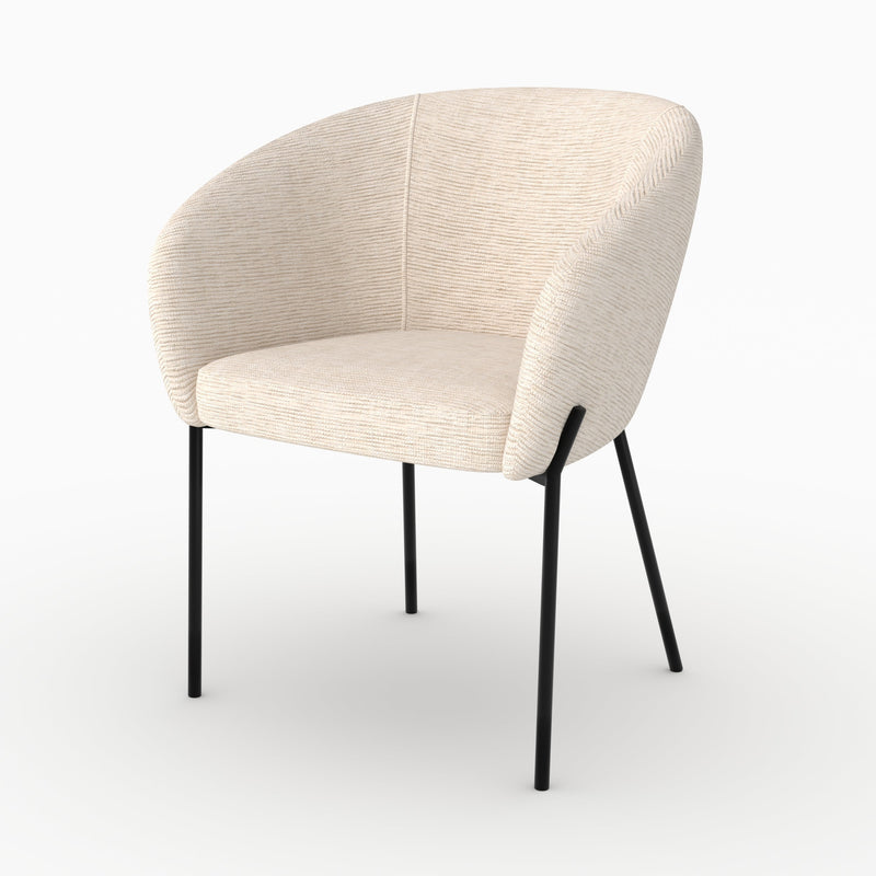 Chaise Andy en tissu blanc chiné