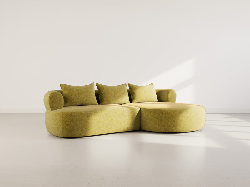 Angela - Canapé D'Angle - 4 Places - Velours Texturé - Vert