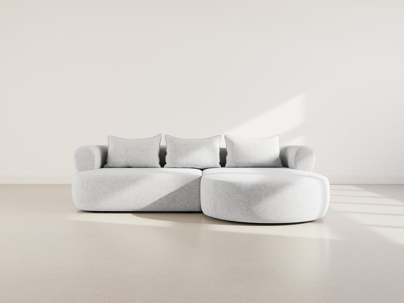 Angela - Canapé D'Angle - 4 Places - Velours Texturé - Gris Clair