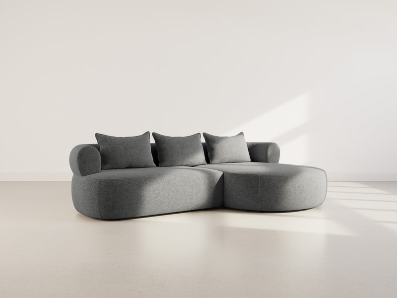 Angela - Canapé D'Angle - 4 Places - Velours Texturé - Noir