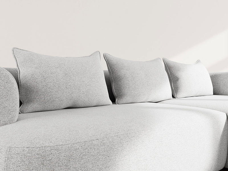 Angela - Canapé D'Angle - 4 Places - Velours Texturé - Gris Clair