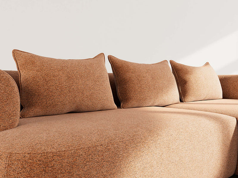 Angela - Sofá esquinero - 4 plazas - Terciopelo texturizado - Terracota