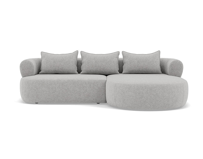 Angela - Canapé D'Angle - 4 Places - Velours Texturé - Gris Clair