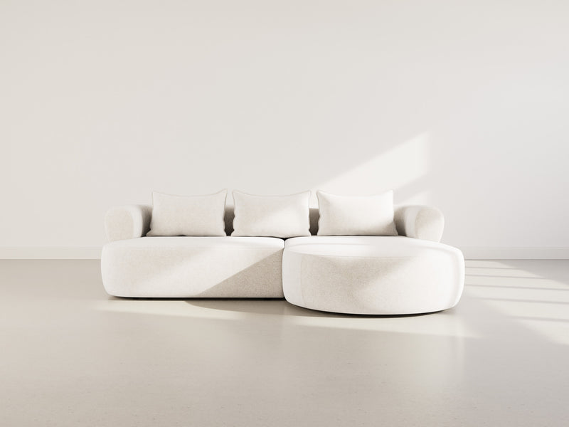 Angela - Canapé D'Angle - 4 Places - Velours Texturé - Beige