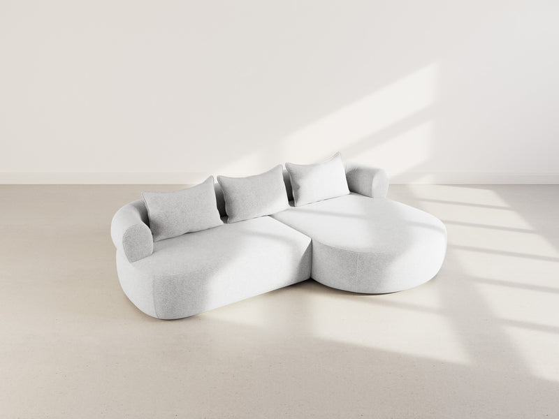 Angela - Canapé D'Angle - 4 Places - Velours Texturé - Gris Clair