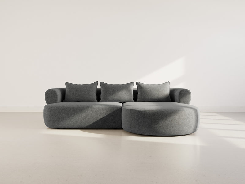 Angela - Canapé D'Angle - 4 Places - Velours Texturé - Noir