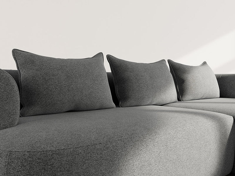 Angela - Canapé D'Angle - 4 Places - Velours Texturé - Noir