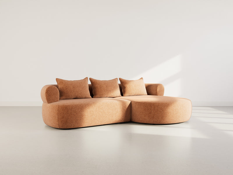 Angela - Sofá esquinero - 4 plazas - Terciopelo texturizado - Terracota