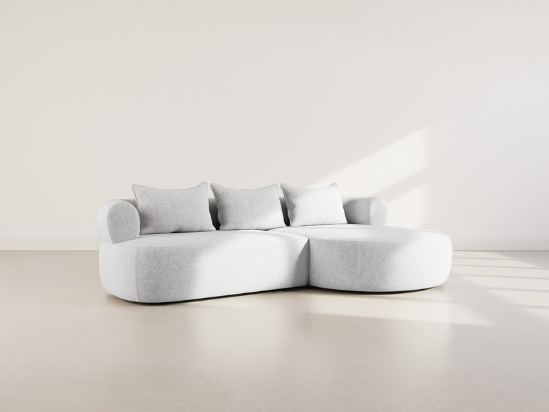 Angela - Canapé D'Angle - 4 Places - Velours Texturé - Gris Clair