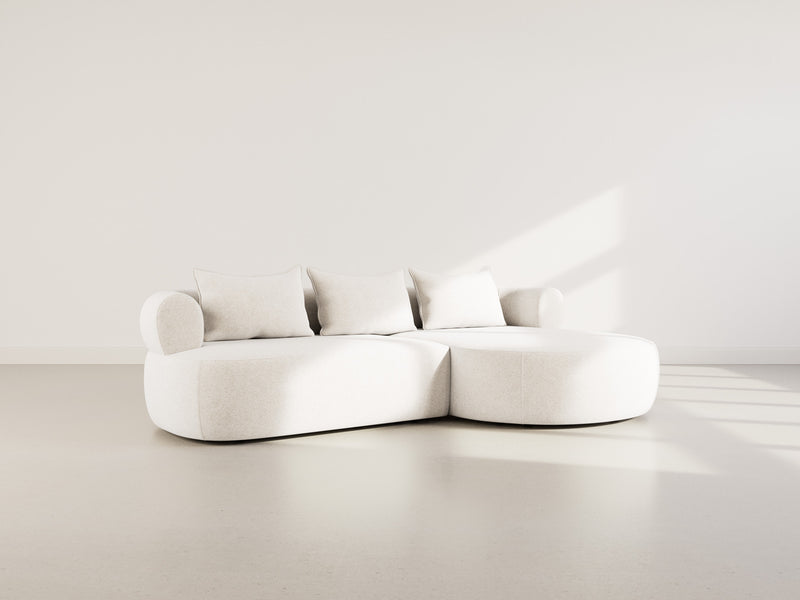 Angela - Canapé D'Angle - 4 Places - Velours Texturé - Beige