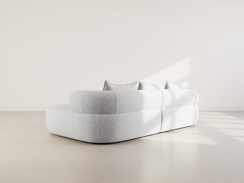 Angela - Canapé D'Angle - 4 Places - Velours Texturé - Gris Clair