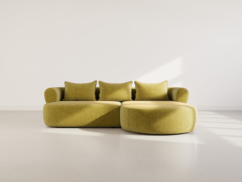 Angela - Canapé D'Angle - 4 Places - Velours Texturé - Vert