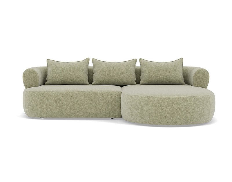Angela - Sofá esquinero - 4 plazas - Terciopelo texturizado - Verde salvia
