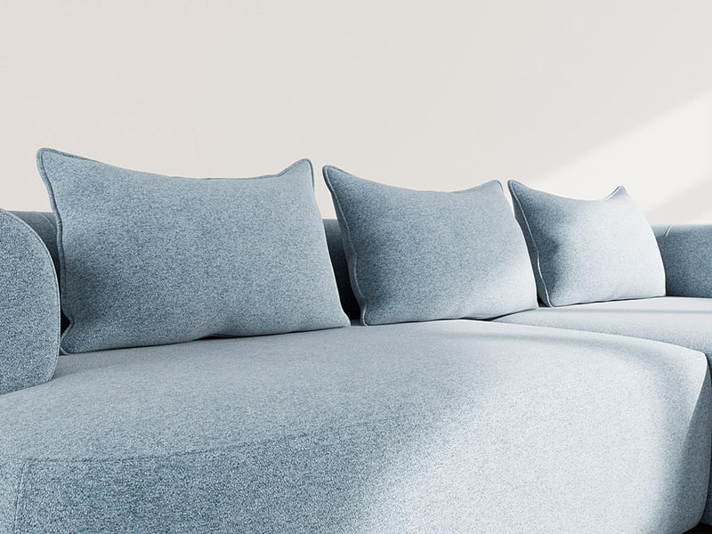 Angela - Canapé D'Angle - 4 Places - Velours Texturé - Bleu