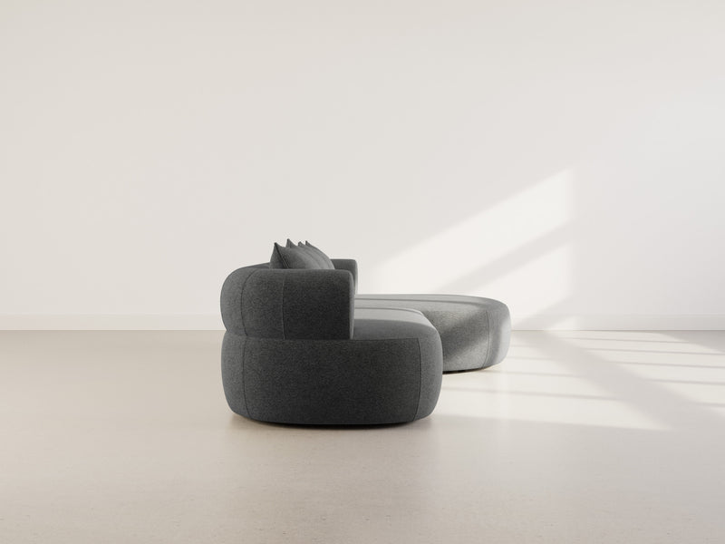 Angela - Canapé D'Angle - 4 Places - Velours Texturé - Noir