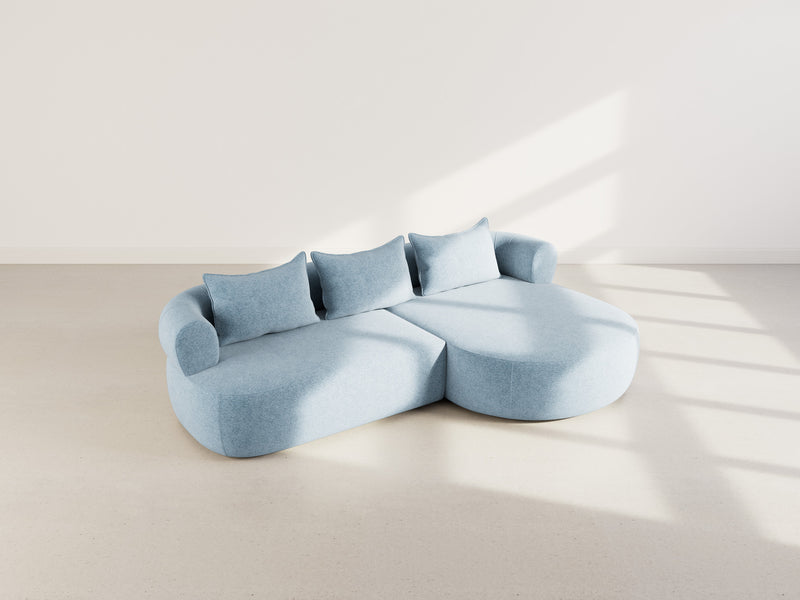 Angela - Canapé D'Angle - 4 Places - Velours Texturé - Bleu