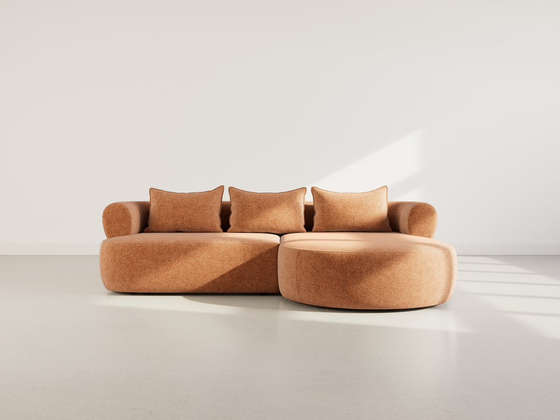 Angela - Sofá esquinero - 4 plazas - Terciopelo texturizado - Terracota