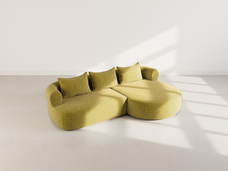 Angela - Canapé D'Angle - 4 Places - Velours Texturé - Vert