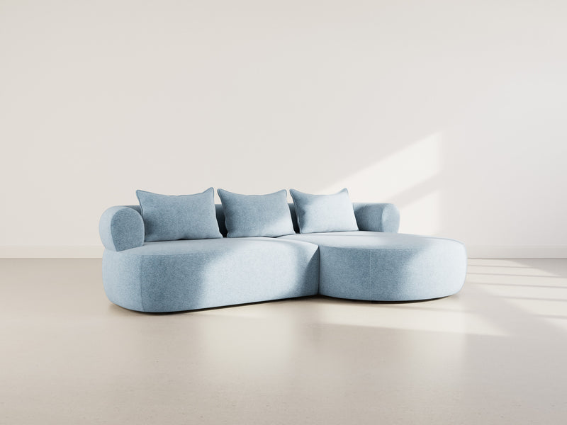 Angela - Canapé D'Angle - 4 Places - Velours Texturé - Bleu