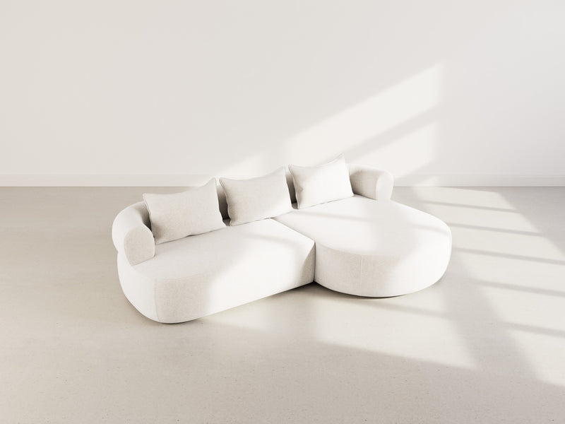 Angela - Canapé D'Angle - 4 Places - Velours Texturé - Beige