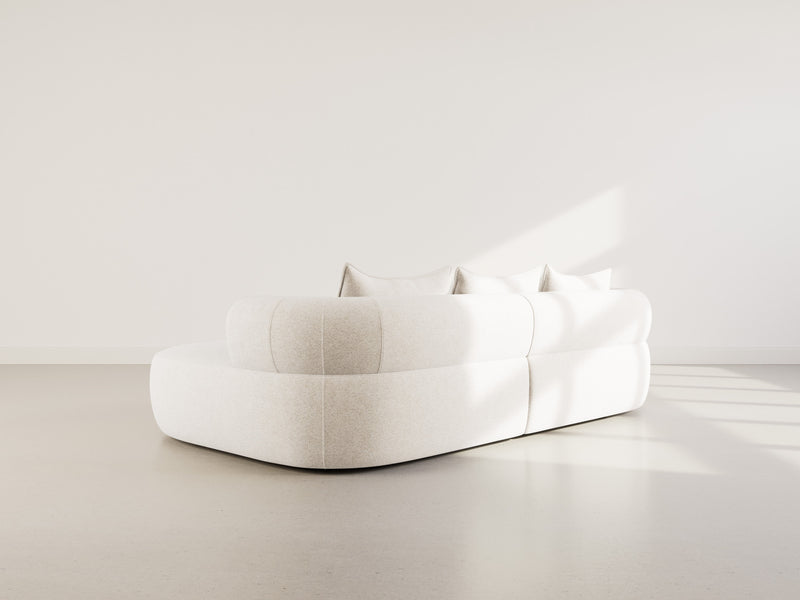 Angela - Canapé D'Angle - 4 Places - Velours Texturé - Beige