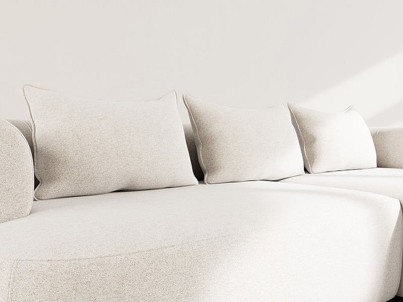 Angela - Canapé D'Angle - 4 Places - Velours Texturé - Beige