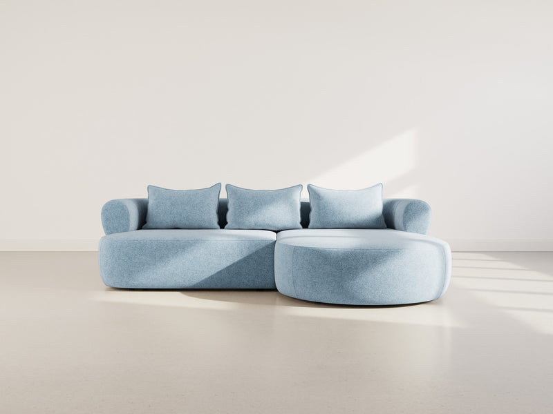 Angela - Canapé D'Angle - 4 Places - Velours Texturé - Bleu