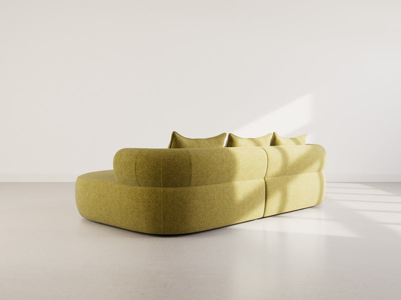 Angela - Canapé D'Angle - 4 Places - Velours Texturé - Vert