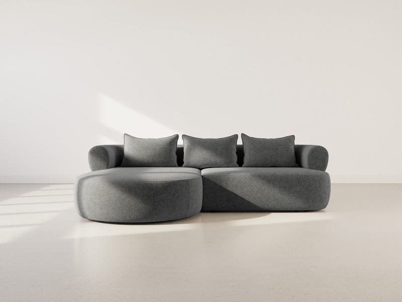 Angela - Canapé D'Angle - 4 Places - Velours Texturé - Noir