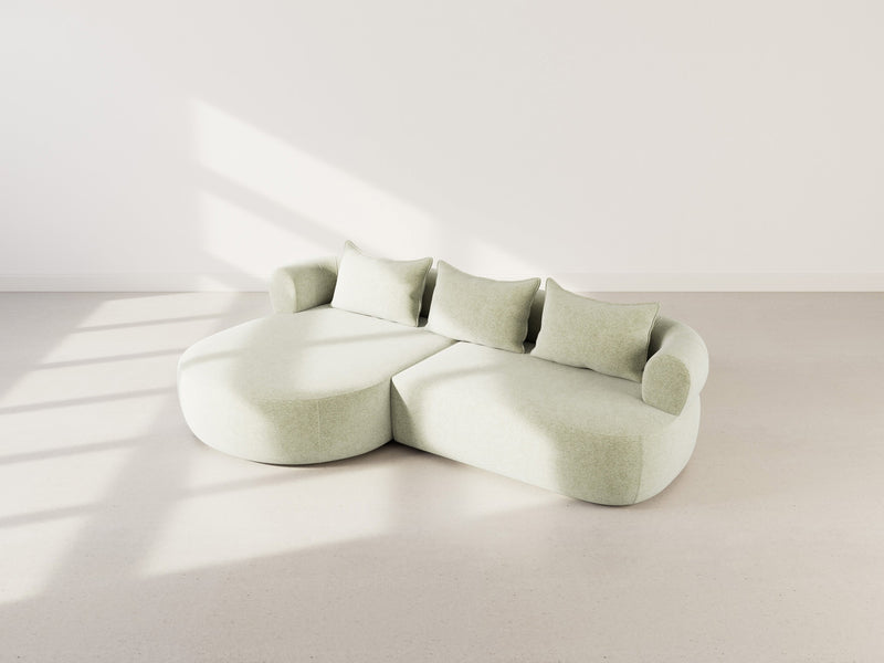 Angela - Sofá esquinero - 4 plazas - Terciopelo texturizado - Verde salvia