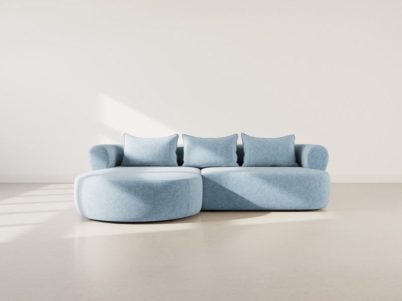 Angela - Canapé D'Angle - 4 Places - Velours Texturé - Bleu