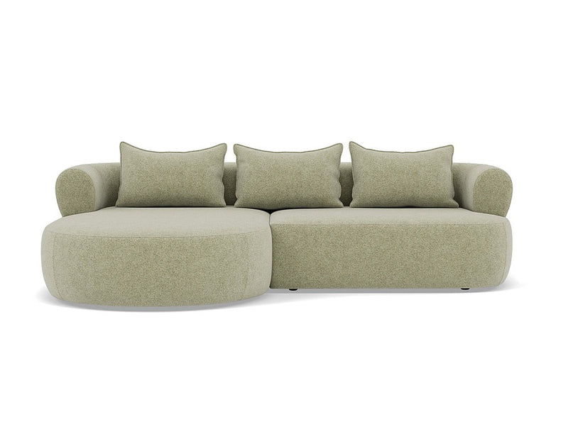 Angela - Sofá esquinero - 4 plazas - Terciopelo texturizado - Verde salvia