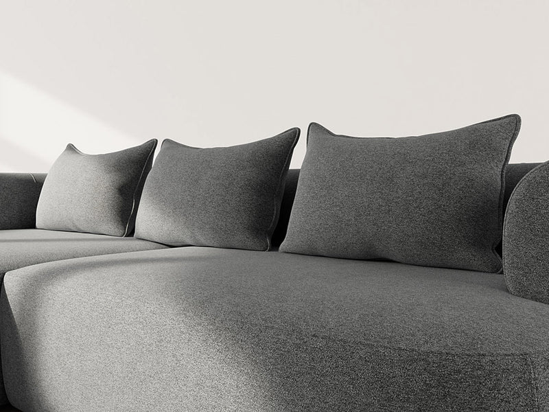 Angela - Canapé D'Angle - 4 Places - Velours Texturé - Noir