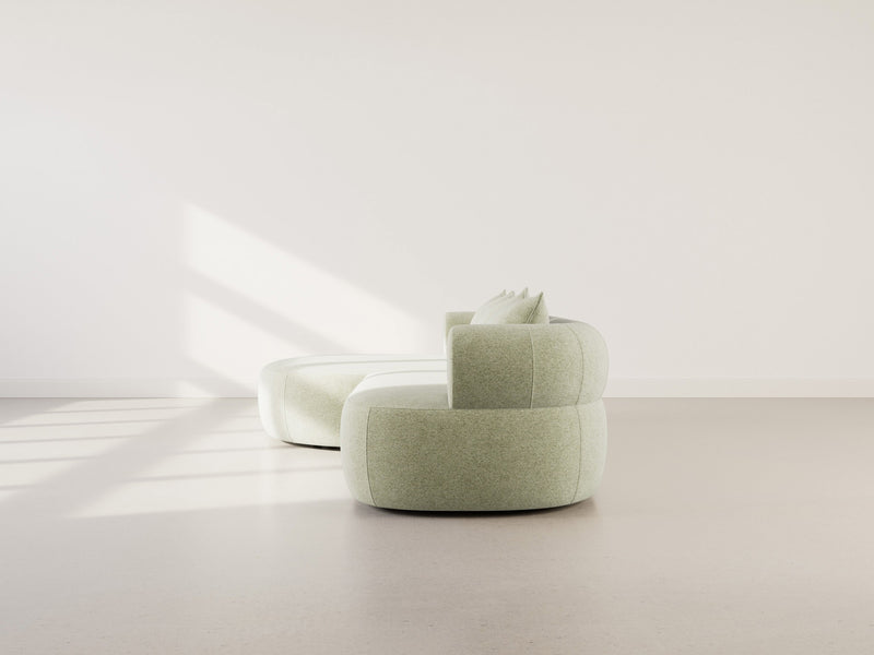 Angela - Sofá esquinero - 4 plazas - Terciopelo texturizado - Verde salvia