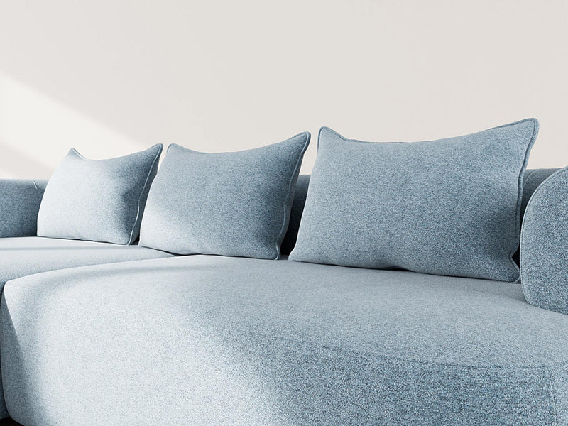 Angela - Canapé D'Angle - 4 Places - Velours Texturé - Bleu