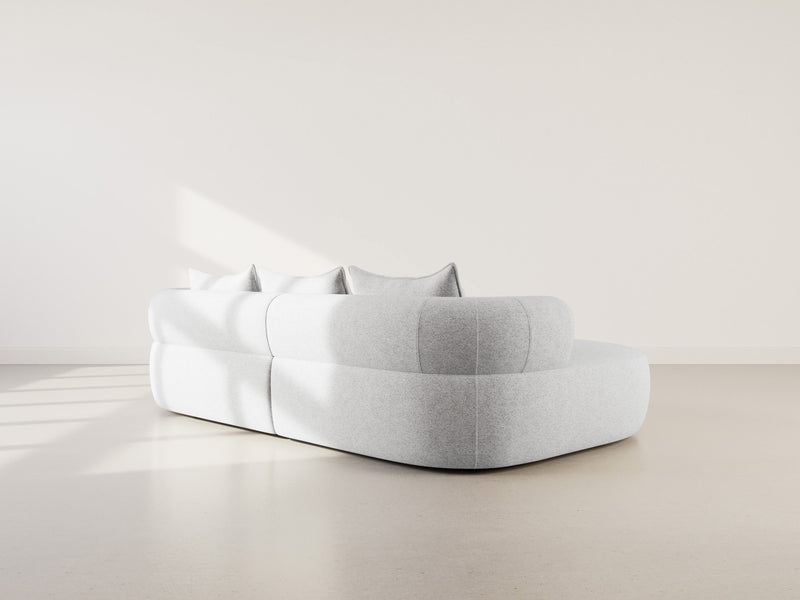 Angela - Canapé D'Angle - 4 Places - Velours Texturé - Gris Clair