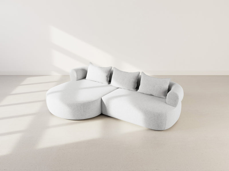 Angela - Canapé D'Angle - 4 Places - Velours Texturé - Gris Clair