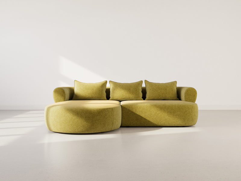 Angela - Canapé D'Angle - 4 Places - Velours Texturé - Vert