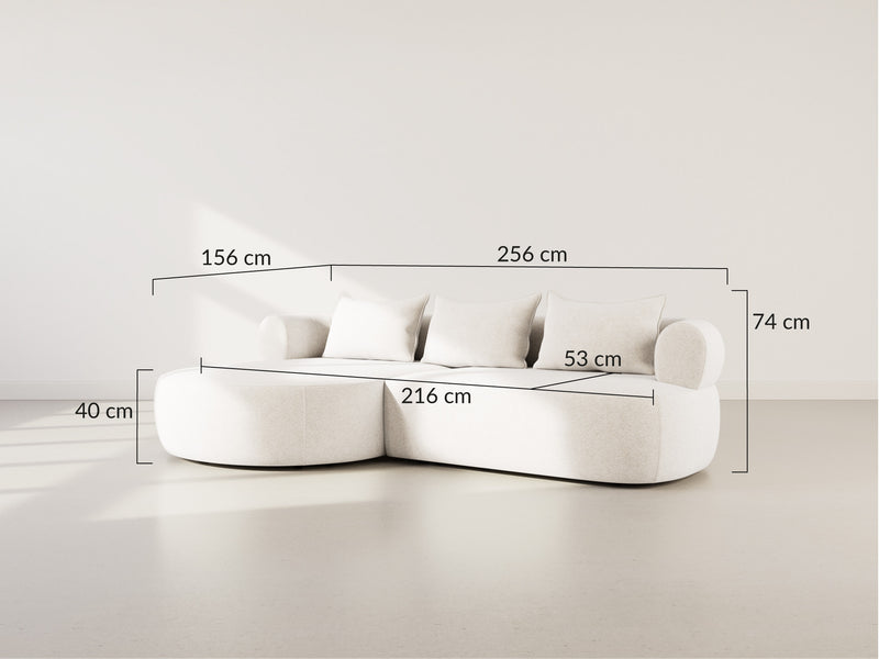 Angela - Canapé D'Angle - 4 Places - Velours Texturé - Beige