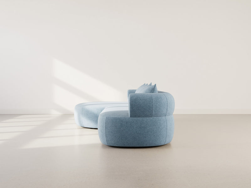 Angela - Canapé D'Angle - 4 Places - Velours Texturé - Bleu