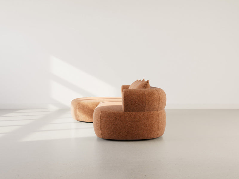 Angela - Sofá esquinero - 4 plazas - Terciopelo texturizado - Terracota