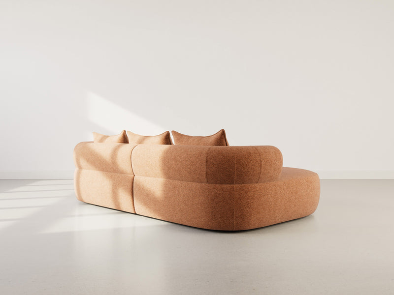 Angela - Sofá esquinero - 4 plazas - Terciopelo texturizado - Terracota