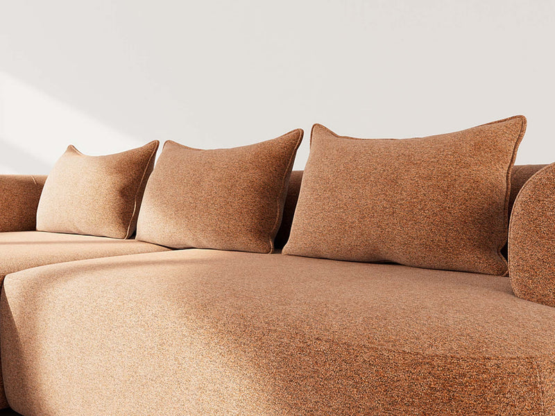 Angela - Sofá esquinero - 4 plazas - Terciopelo texturizado - Terracota