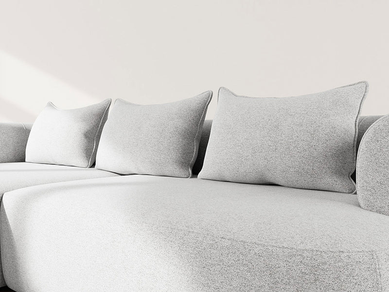 Angela - Canapé D'Angle - 4 Places - Velours Texturé - Gris Clair