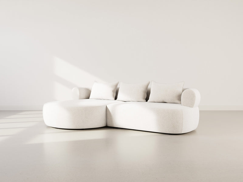 Angela - Canapé D'Angle - 4 Places - Velours Texturé - Beige